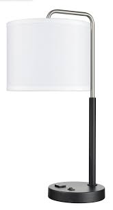 Modern Table Lamp with USB Port & Fabric Shade